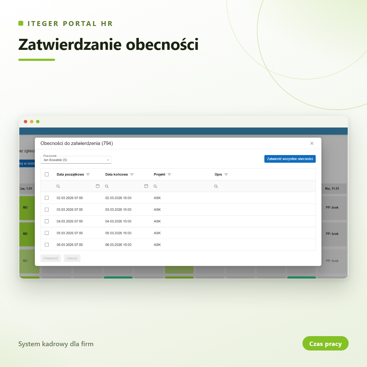 Zatwierdzanie obecności